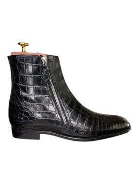 New Hermes Black Jerry Crocodile Skin Ankle Boots EU Size 41 Shoes